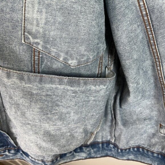 Veveret Denim Jacket Women's 2XL Pearl & Rhinestone Embellished Acid Wash Retro - Picture 10 of 11